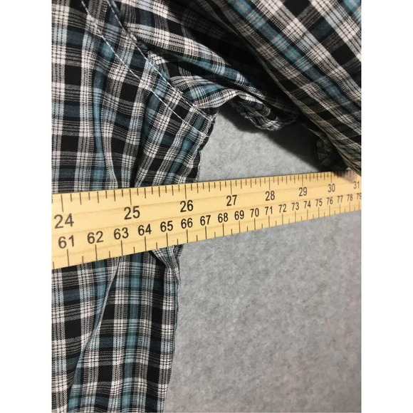 Mens Wrangler Riata Button Up Shirt Blue Plaid Checkered Casual Country - Picture 5 of 6